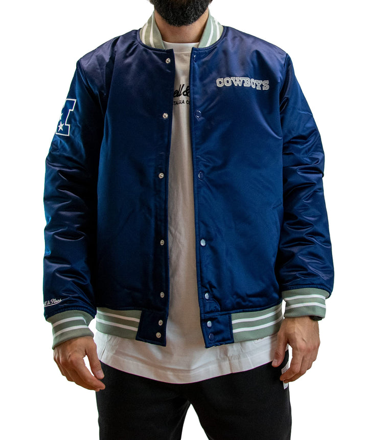 Mitchell & Ness NFL Heavyweight Satin Jacket S Dallas Cowboy - Navy, S Dallas Cowboy - Navy