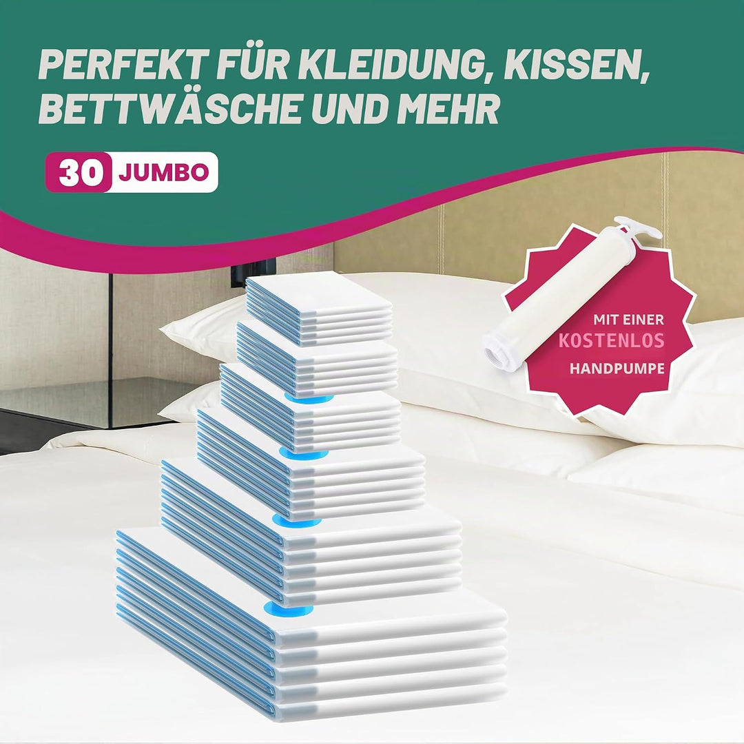 Simple Deluxe 30 Stück Kompressions-Aufbewahrungsbeutel, Vakuum-Aufbewahrungsbeutel, platzsparende B