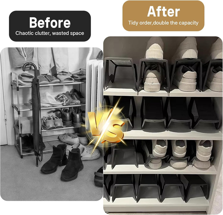 12 Stück Schuhstapler Platzsparend, rutschfest Doppelschicht Schuhsortierer Schuh Organizer für Schr
