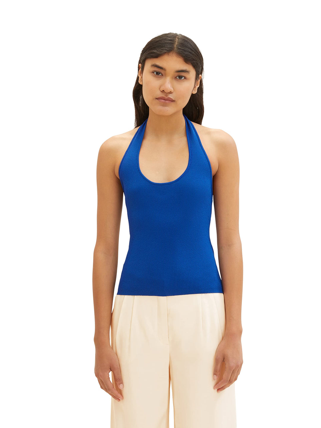 TOM TAILOR Denim Damen Basic Neckholder Top, L 14531 - Shiny Royal