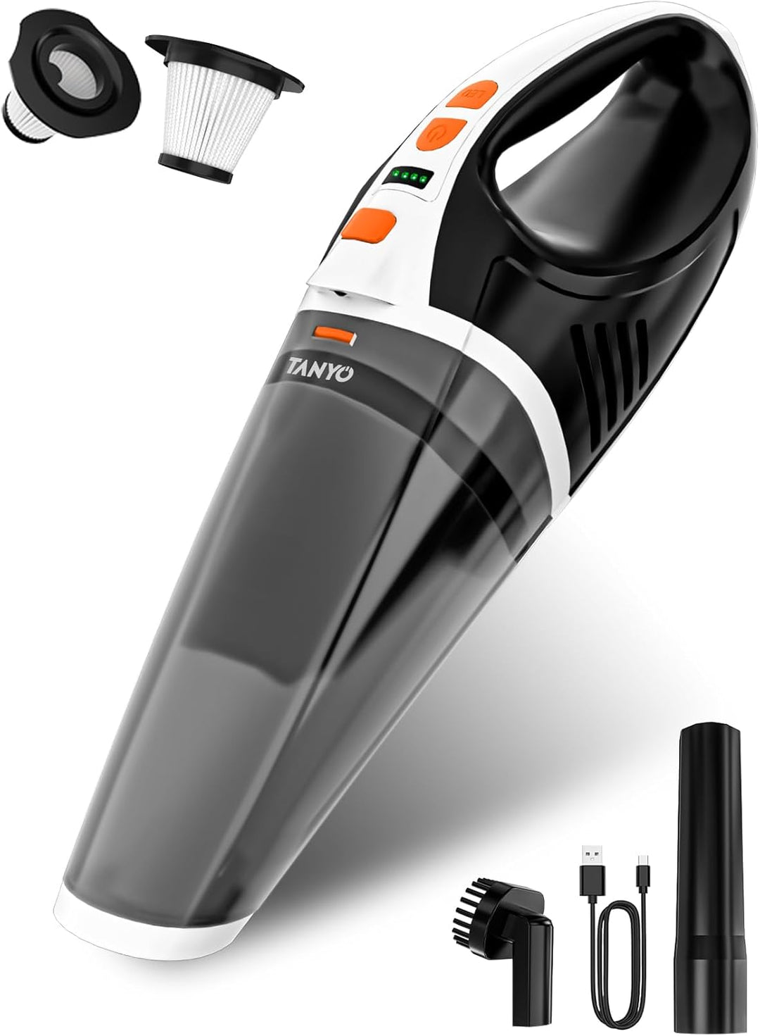 TANYO Handstaubsauger Testsieger, 10000Pa Handstaubsauger Akku Kabellos mit LED, 2-Gang Autostaubsau
