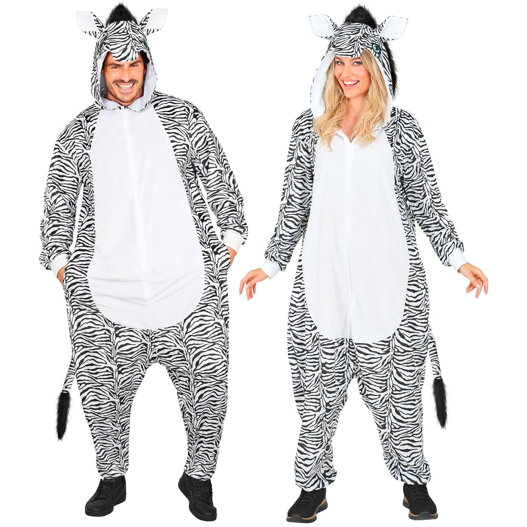 W WIDMANN MILANO Party Fashion - Tier Overall für Erwachsene, weicher Plüsch Jumpsuit mit Kapuze, Ti