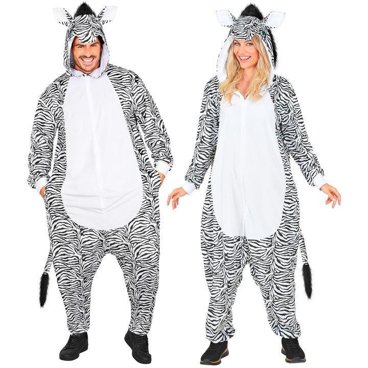 W WIDMANN MILANO Party Fashion - Tier Overall für Erwachsene, weicher Plüsch Jumpsuit mit Kapuze, Ti