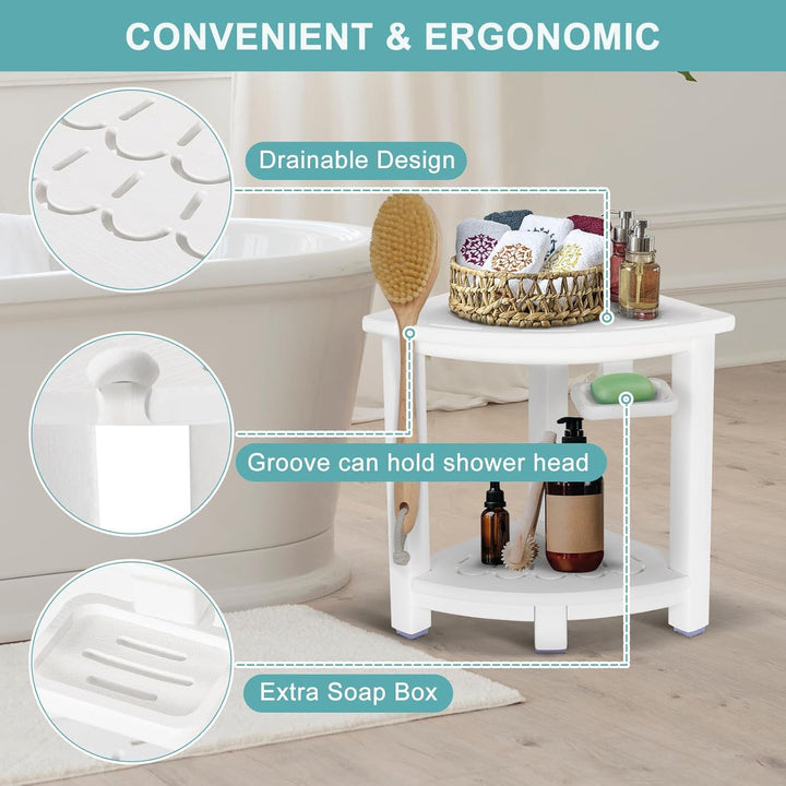 NALONE Duschhocker, HDPE Badhocker modern Design 2-Tier badezimmerhocker mit rutschfesten Fusspolste