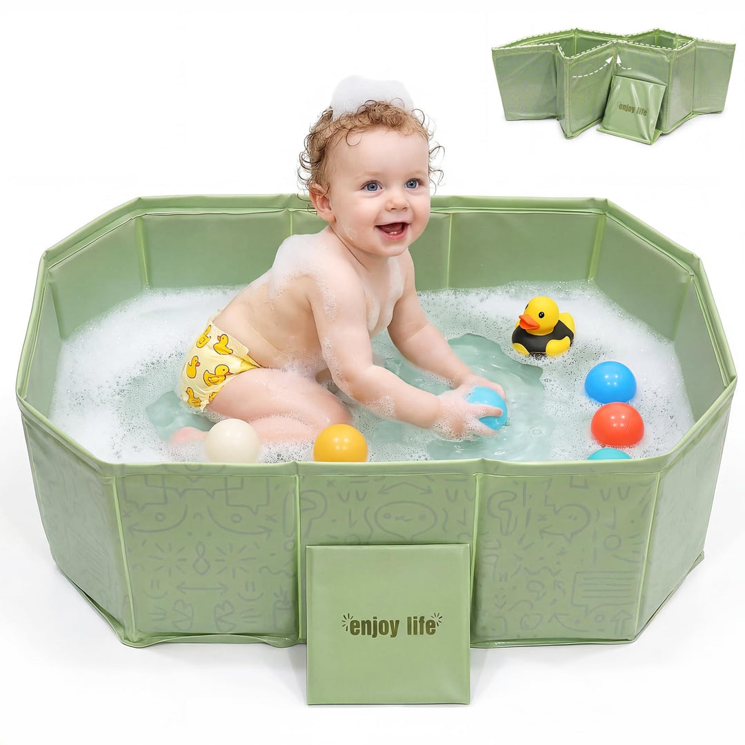 Faltbare Babybadewanne mit Ablaufstopfen, 75 × 45 cm – Platzsparende, rutschfeste Badewanne für Neug