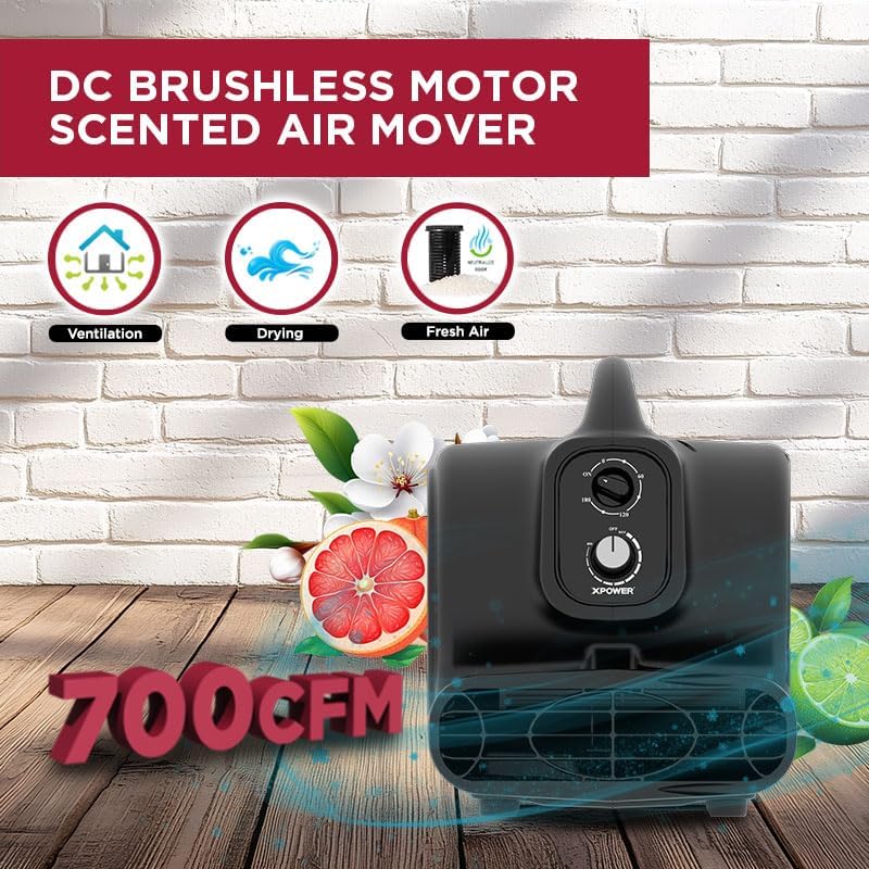 XPower Mighty Centrifugal Air Mover, Carpet Dryer, Floor Fan, Blower, Stackable, Daisy Chain, for Wa