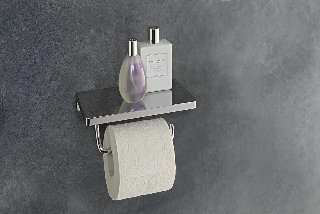 Villeroy & Boch Elements Striking Toilettenpapierhalter mit Ablage, Toilettenpapierhalter zur Wandmo