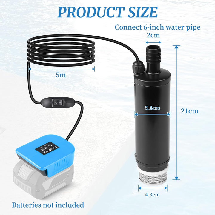 CPROSP Sumpfpumpe Kompatibel mit Bosch GBA 18V Batterie (Keine Batterie), Wasserpumpe 30L/min, Trans