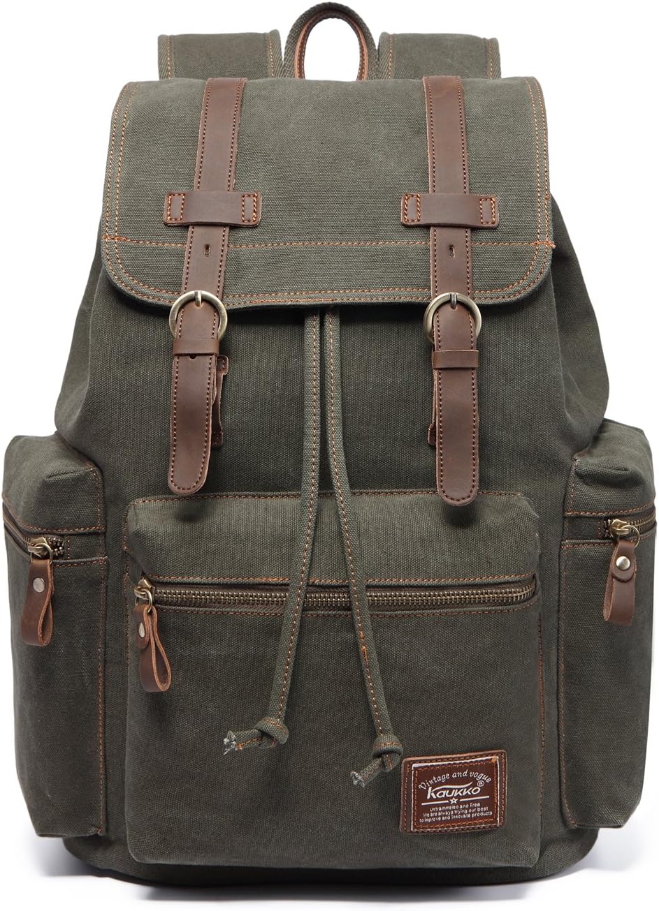 KAUKKO Laptop-Rucksack, funktionale Outdoor-Tasche für Reisen und Camping, Studentenrucksack 05-grün