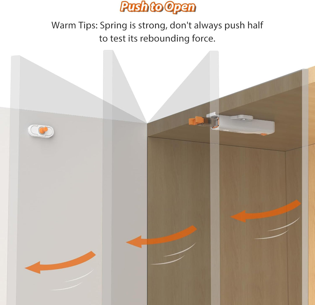 Push to Open Türöffner Heavy Duty Jiayi 2 Stück Drucktüröffner Magnet Schrank 40 N Feder Schnappvers