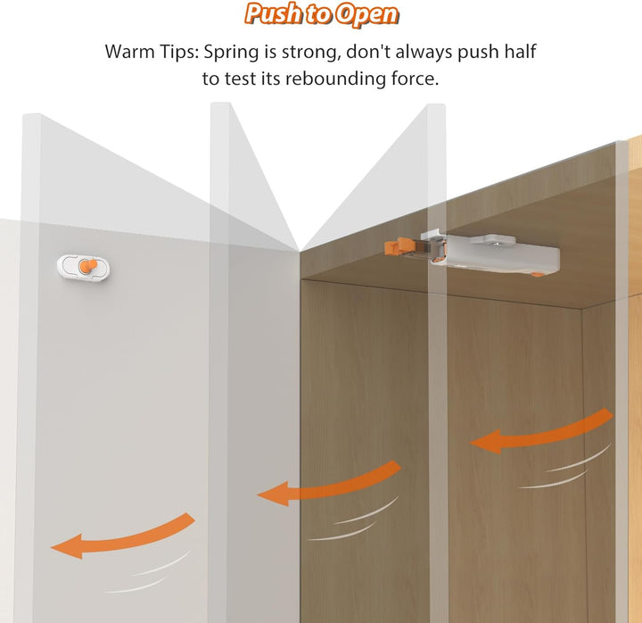 Push to Open Türöffner Heavy Duty Jiayi 2 Stück Drucktüröffner Magnet Schrank 40 N Feder Schnappvers