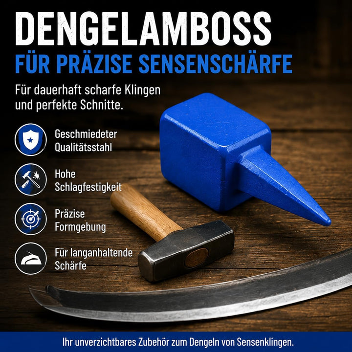 Dengelamboss Flach Geschmiedet zum Dengeln von Sensenklingen, Schräger Amboss, gerader Amboss, Sense