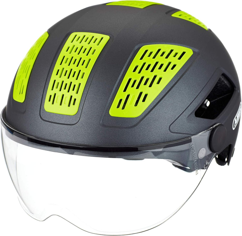 ABUS Stadthelm Hyban 2.0 ACE - Fahrradhelm mit Visier, Licht und ABS-Hartschale - für Damen und Herr