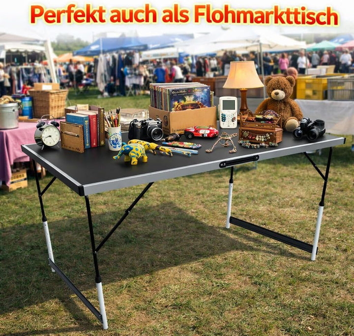 Stabiler Multifunktionstisch 100x60 cm höhenverstellbar klappbar – Campingtisch, Tapeziertisch, Klap