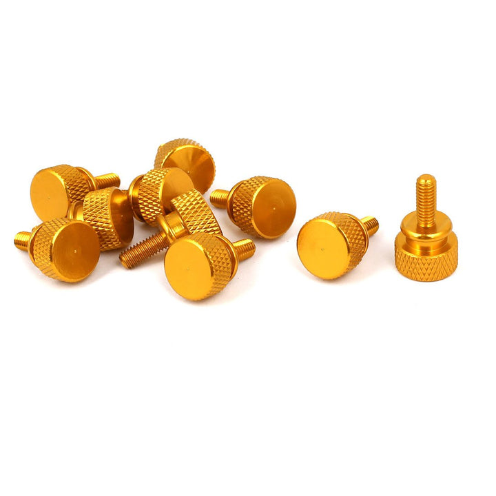 sourcing map 10 Stk Computer PC Fall Schulter Typ Rändel Daumen Schraube Gold Ton M4x10mm