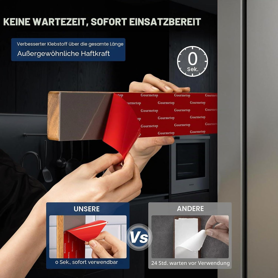 Gourmetop Magnetischer Messerhalter für die Wand 30 cm, magnetischer Messerstreifen ohne Bohren, Mes