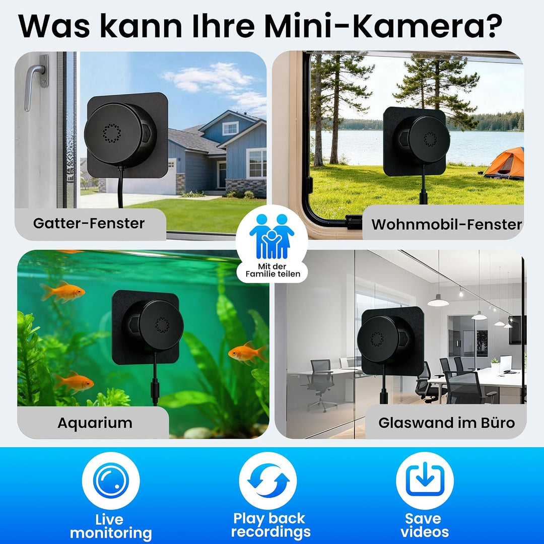 (2 Stück) 3MP 2K Fensterkamera 5G/2.4 WiFi Überwachungskamera Innen/Aussen | Farb-Nachtsicht,Bewegun