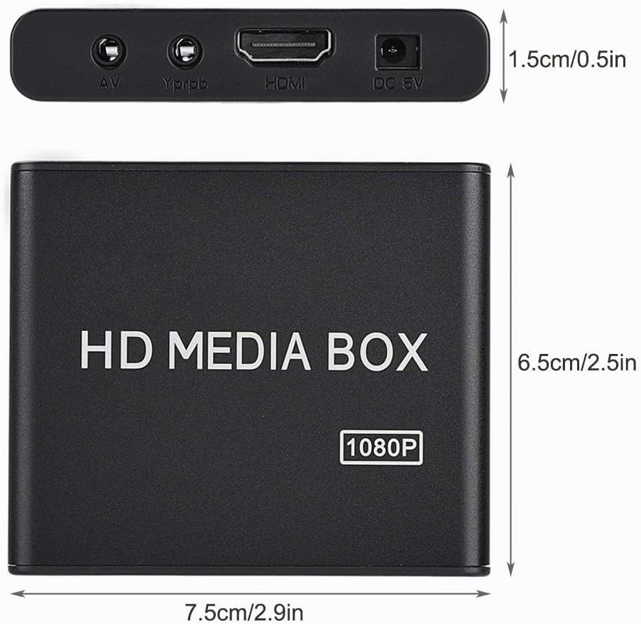 ciciglow Video Media Player, Full HD Box Media Player mit USB-Lesefunktion, Mobile Festplatte, SD-Ka