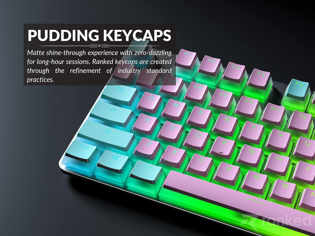 Ranked Pudding PBT-Tastenkappen | 112 Double Shot Transluzent ANSI US- und ISO-Layout | OEM-Profil f