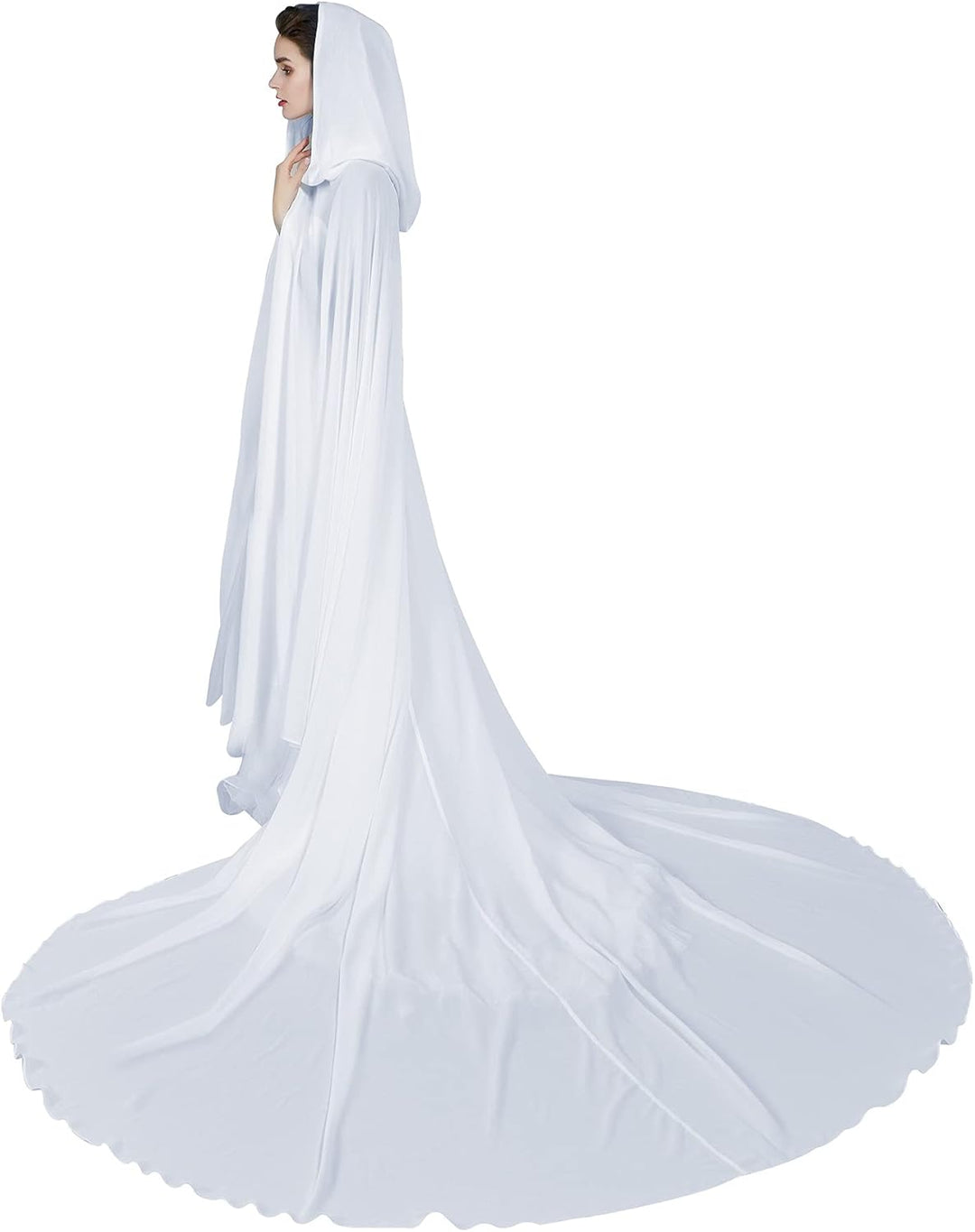 BEAUTELICATE Damen Umhang Chiffon Schal Cape Mantel mit Kapuze Super Langen Weicher Weiss Poncho 280