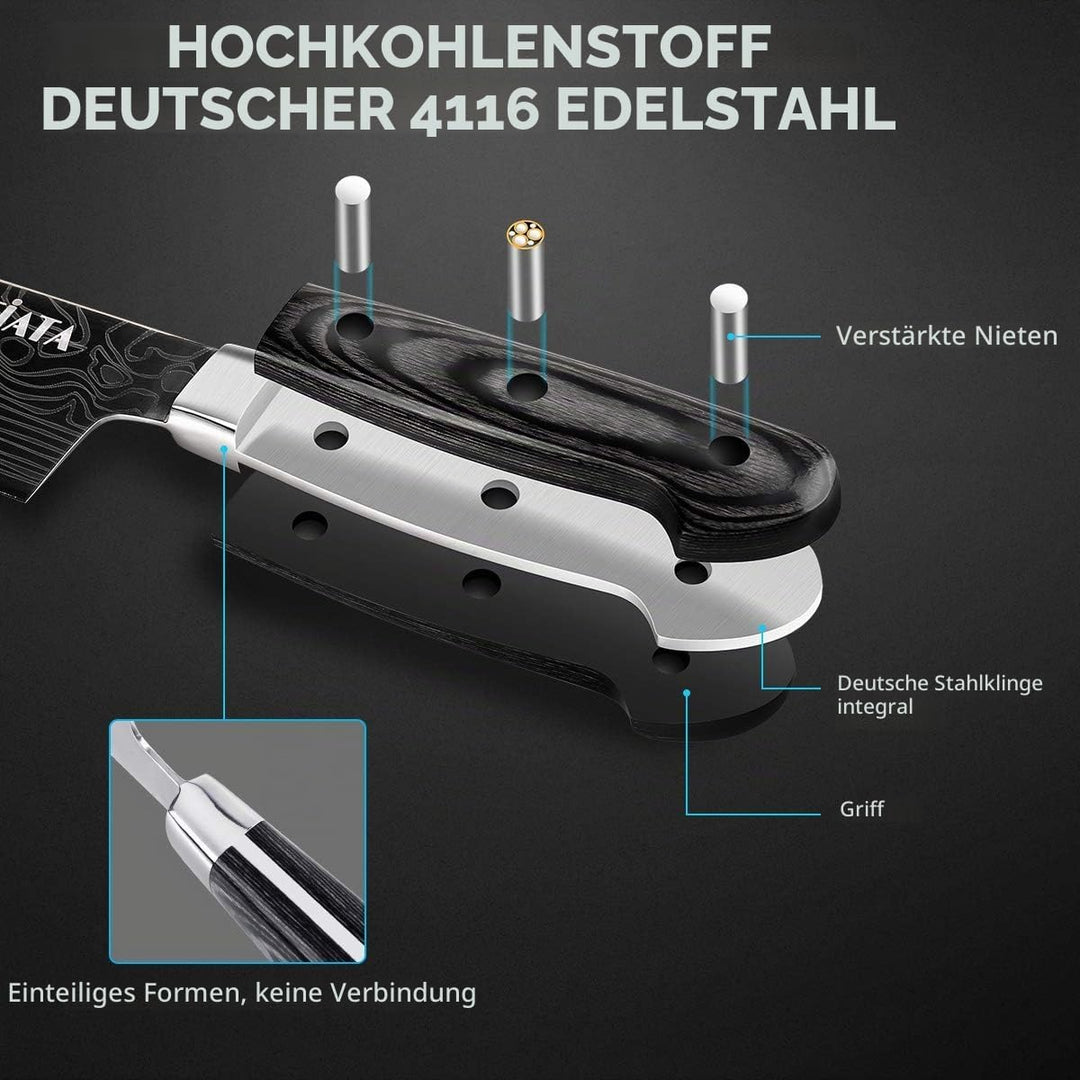 MOSFiATA Kochmesser Superscharfes Profi-Küchenmesser 10 Zoll Kuchen Messer Fleischmesser Deutscher E