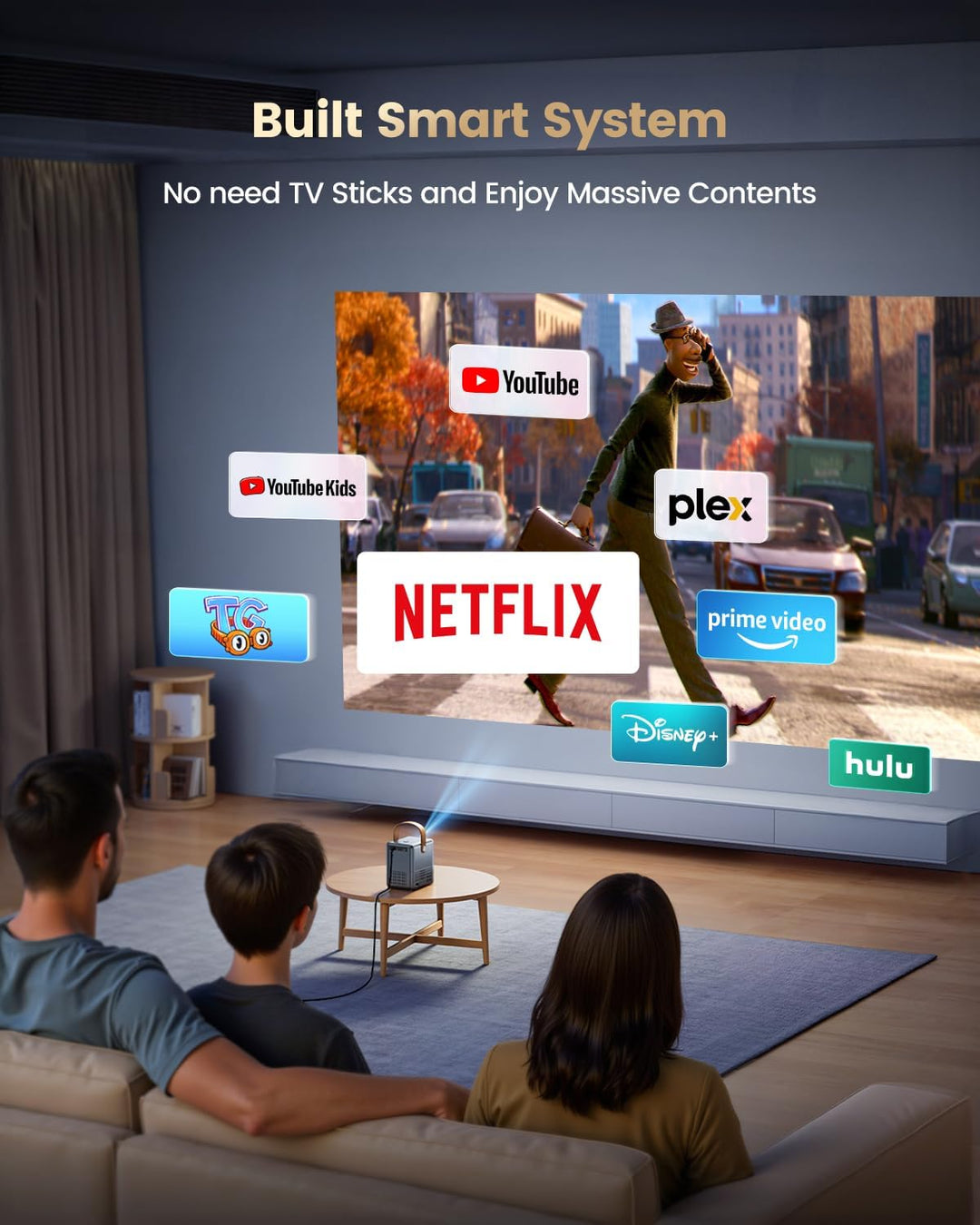 Mini Beamer 4K [Netflix Official|Dolby Audio] Smart Beamer Klein with WiFi6 2-Wege Bluetooth Full HD