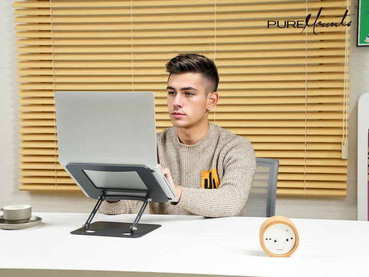 PureMounts Laptop Ständer Höhenverstellbarer, Faltbarer & Ergonomischer Notebookhalter für Home Offi