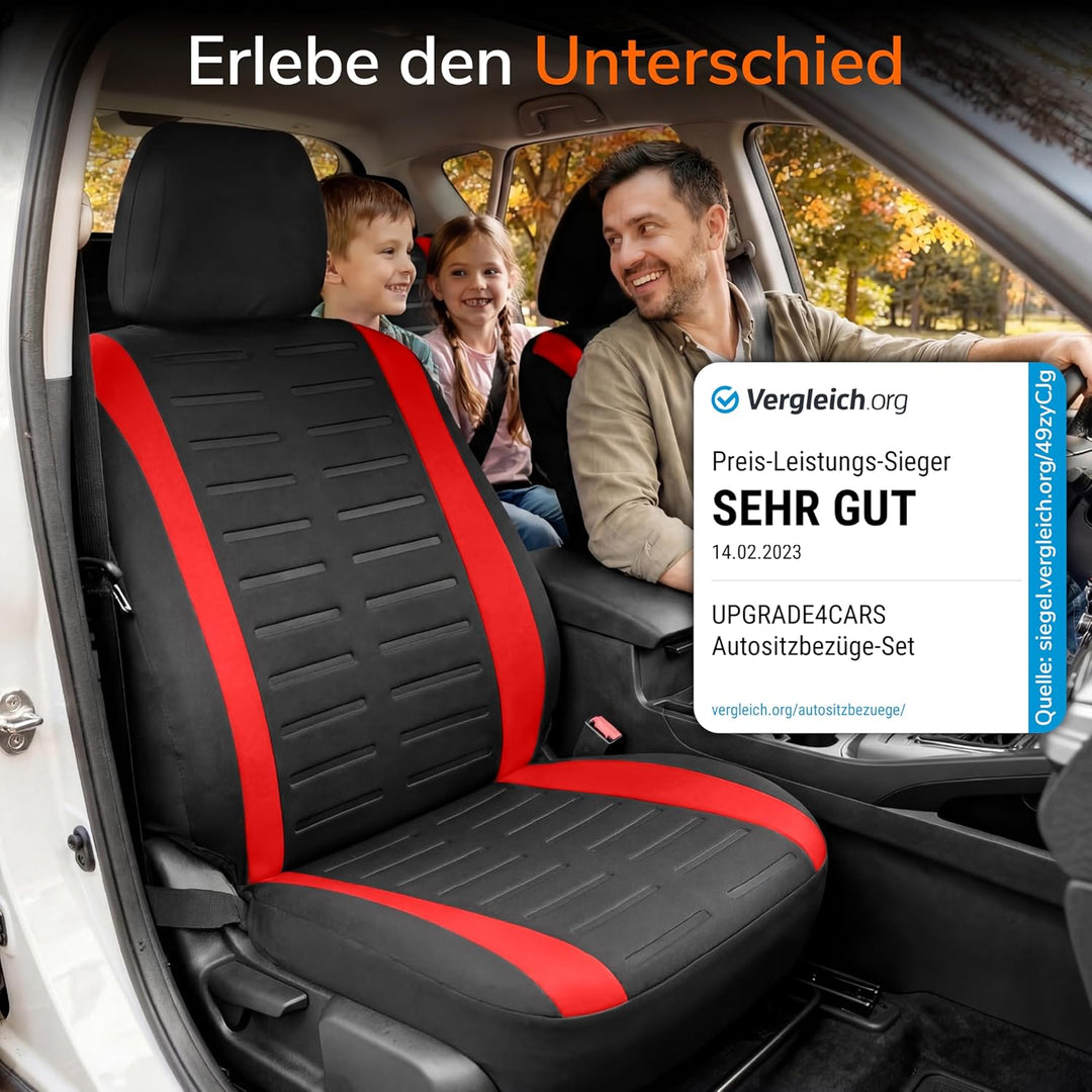 Upgrade4cars Autositzbezüge Set Universal Version 2026 | Auto-Schonbezüge für die Vordersitze & Rück