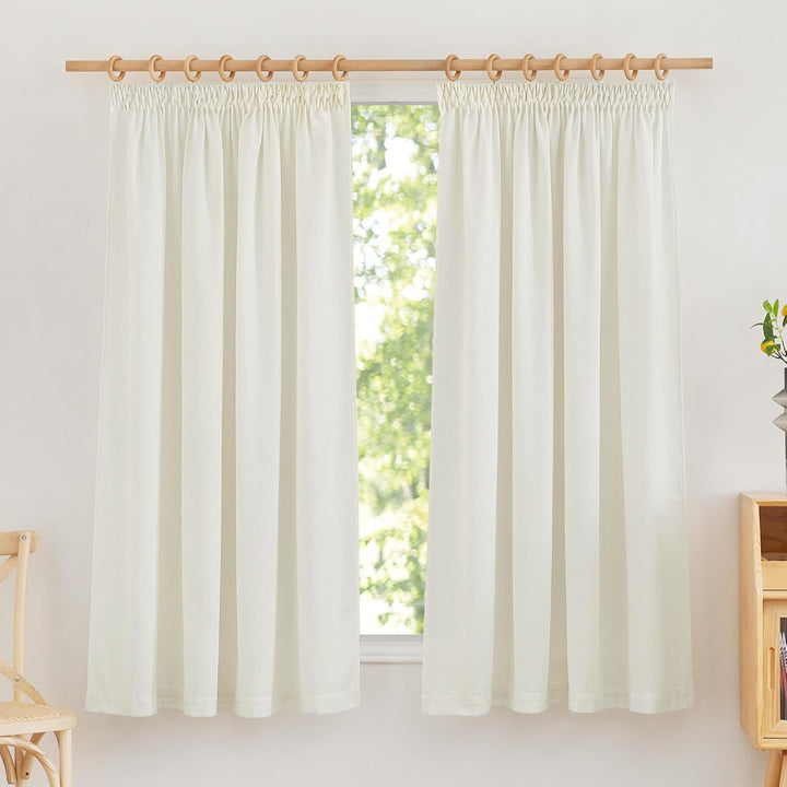PONY DANCE Vorhang Leinen Kräuselband Gardinen Wohnzimmer 2er Set H 145 x B 140 cm Leinenoptik Gardi