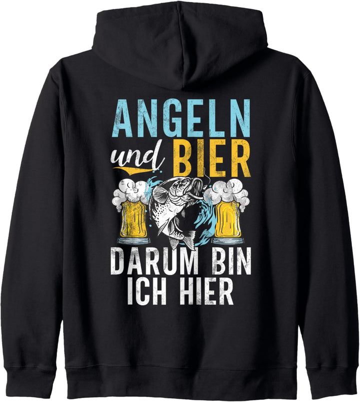 Angeln und Bier Spruch Lustiges Karpfen Forelle Angelzubehör Kapuzenjacke