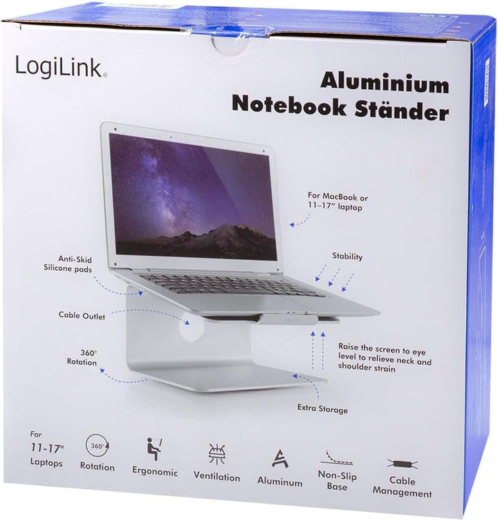 LogiLink AA0104 Notebook Aluminium Ständer, 5 Kg Notebook 11"-17", Notebook 11"-17"