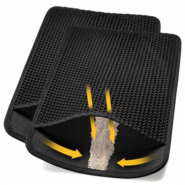 Conlun Katzenstreu Matte Katzenklo Matte,58x42cm | Schwarz Wabenförmiges Doppellagiges Design, Urin-