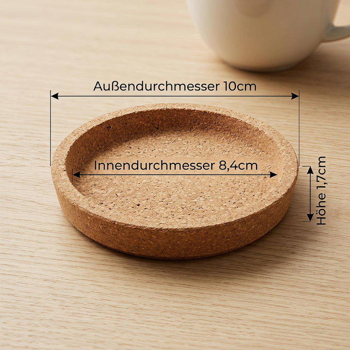 Mtbricey12er Set Korkuntersetzer Rund mit Vertieftem Rand, 10cm Ø &amp; 17mm Dicke, Saugfähige &amp; Rutschf