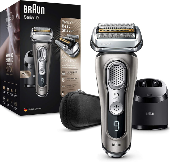 Braun Series 9 Premium Rasierer Herren mit 4+1 Scherkopf, Elektrorasierer & Präzisionstrimmer, Reini