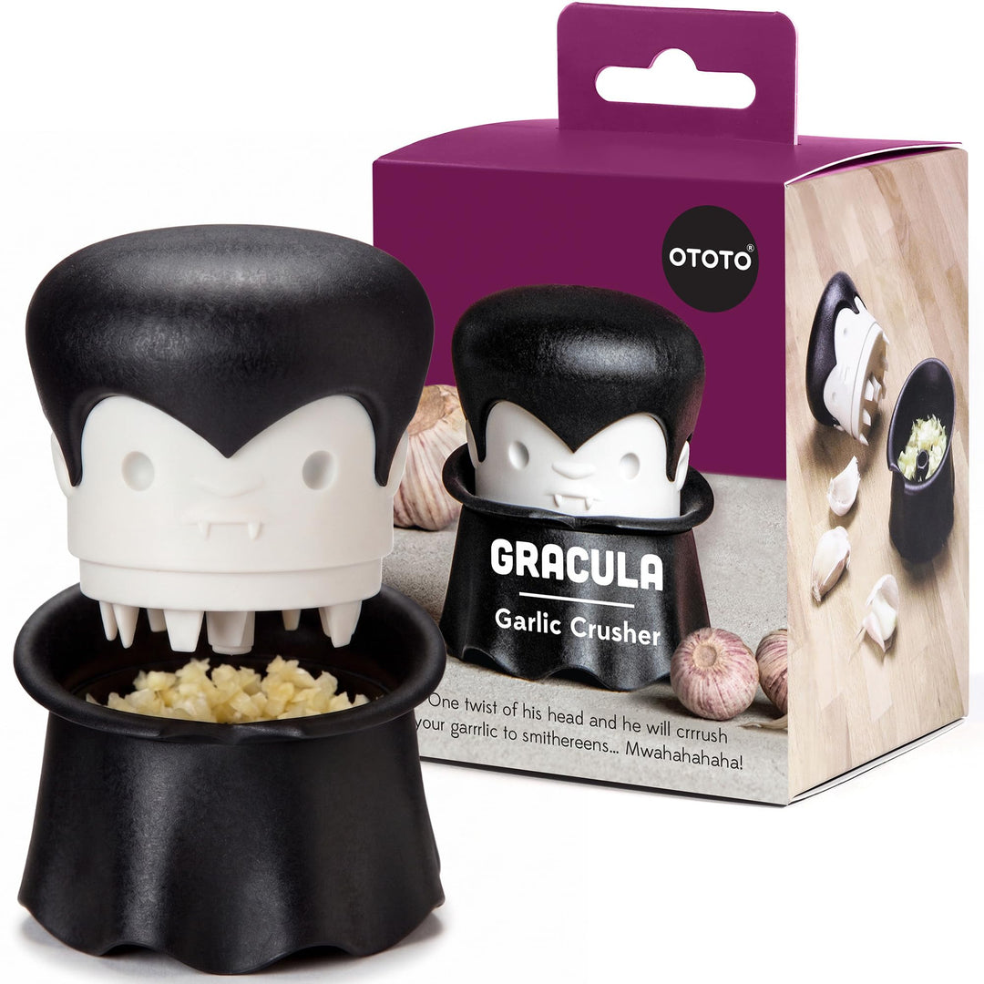 OTOTO Gracula Knoblauchschneider - Knoblauch Zerkleinerer & Schäler - Knoblauchpresse Dracula Leicht