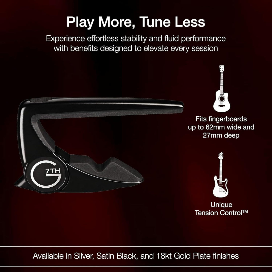 G7th G7CP2BK Performance-2 Capo Classic Schwarz Performance 2, Konzertgitarre schwarz Single, Perfor
