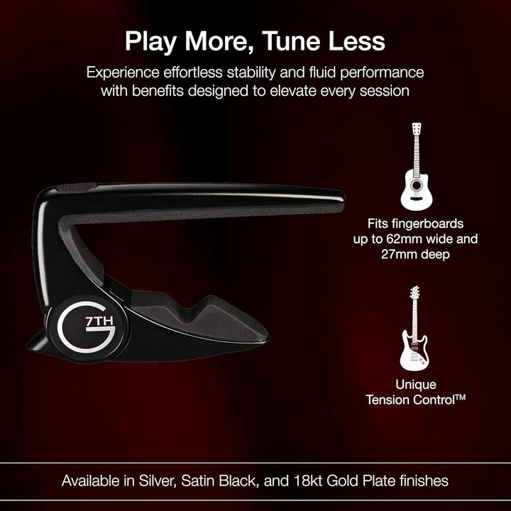 G7th G7CP2BK Performance-2 Capo Classic Schwarz Performance 2, Konzertgitarre schwarz Single, Perfor