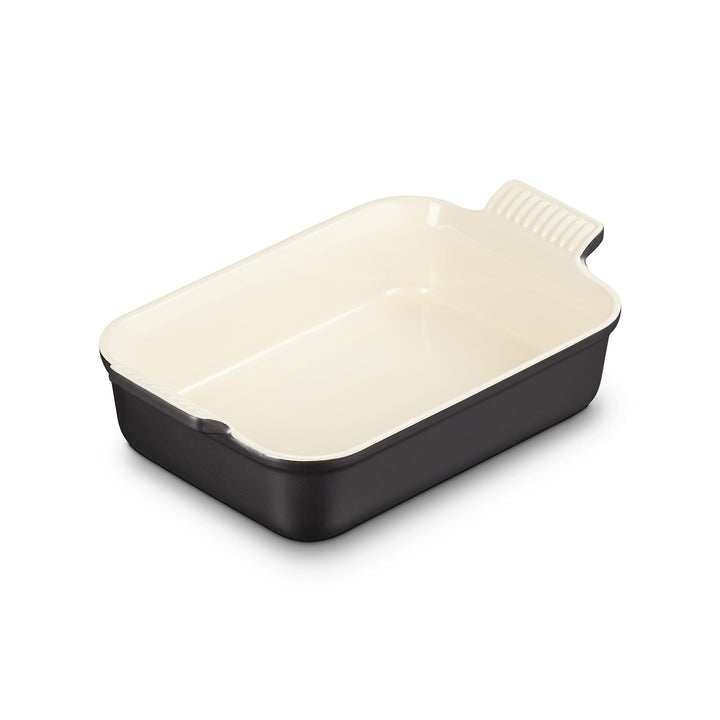 Le Creuset Rechteckige Auflaufform Tradition aus Steinzeug, 26 cm, 2.4 Liter, Schwarz glänzend, 7110