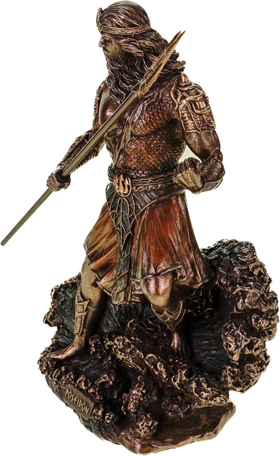 Veronese Figur Meeresgott Poseidon mit Dreizack auf Welle Statue Skulptur Meer Götter Neptun bronzie