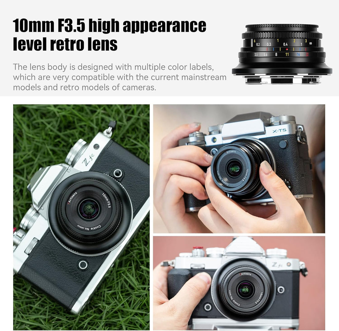 7artisans 10mm F3.5 APS-C Weitwinkel Objektiv für Fuji X, Manueller Fokus Wide-Angle Lens X Mount Ko