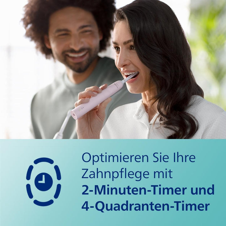 Philips Sonicare 3100 elektrische Zahnbürste, Schallzahnbürste, Andruckkontrolle und Timer, Sugar Ro