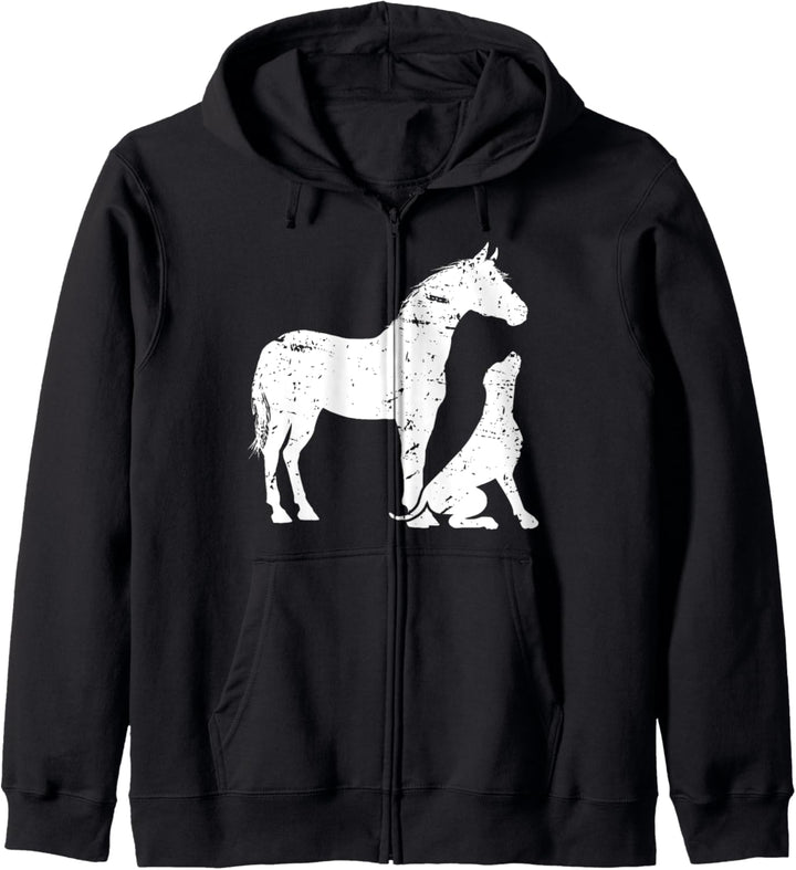 Hund Pferd Motiv - Pferde Design Hunde für Damen Geschenk Kapuzenjacke