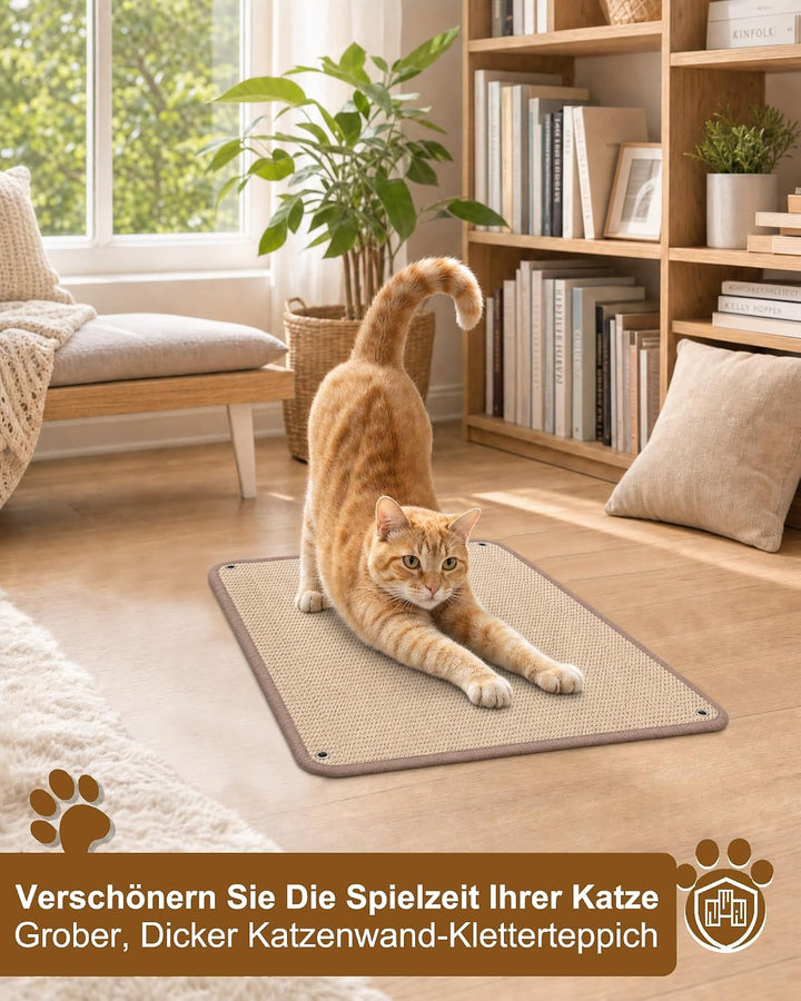 Kratzmatte Katze Wand 2 Stück 40 x 60 cm – Verstärkte Sisal Kratzmatte | Kratzbrett Katze Wandmontag