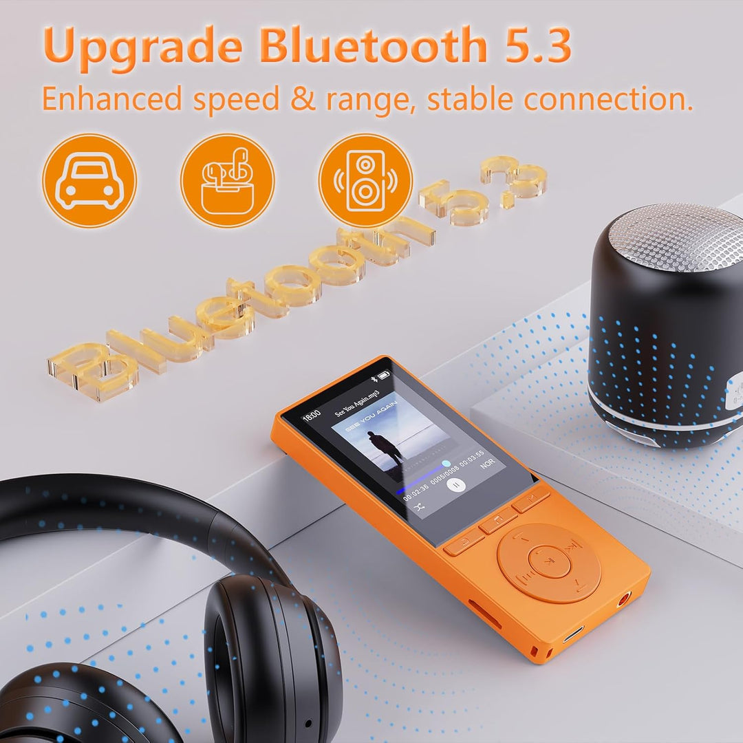 64GB MP3 Player Bluetooth 5.3, MP3 Player mit Lautsprecher, Musikwiedergabe, Sprachrekorder, E-Book,