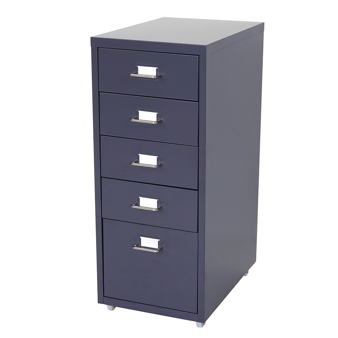 PROREGAL Rollcontainer Housten HxBxT 69x28x41cm 5 Schubladen Dunkelgrau Schubladenschrank Stahlschra