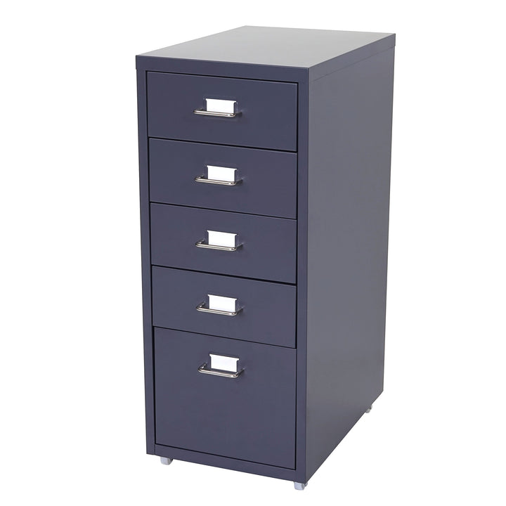PROREGAL Rollcontainer Housten HxBxT 69x28x41cm 5 Schubladen Dunkelgrau Schubladenschrank Stahlschra