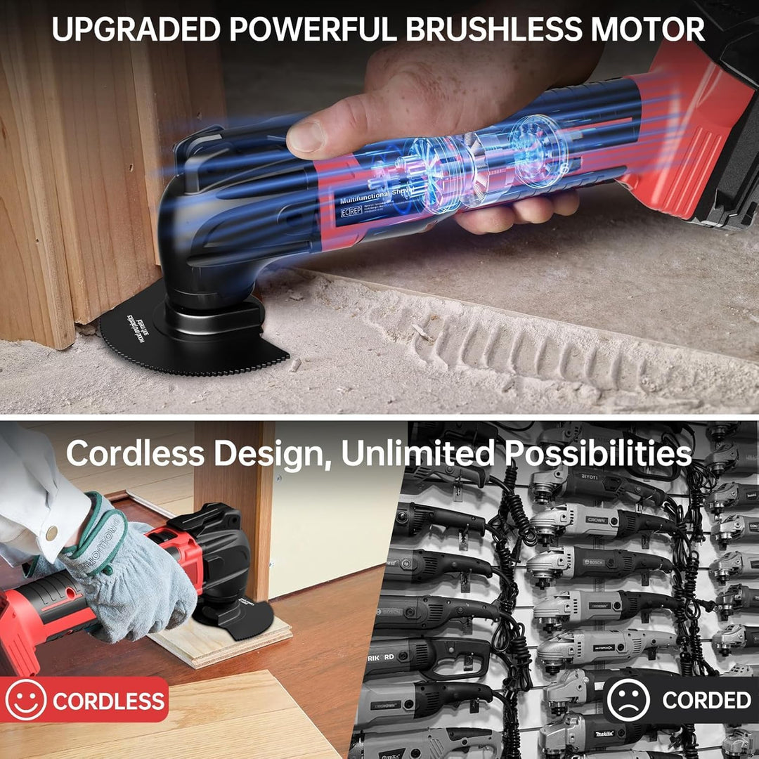 Akku Multifunktionswerkzeug kompatibel mit Milwaukee 18V Akkus, Multitool Lektrisch 23 Zubehörteile