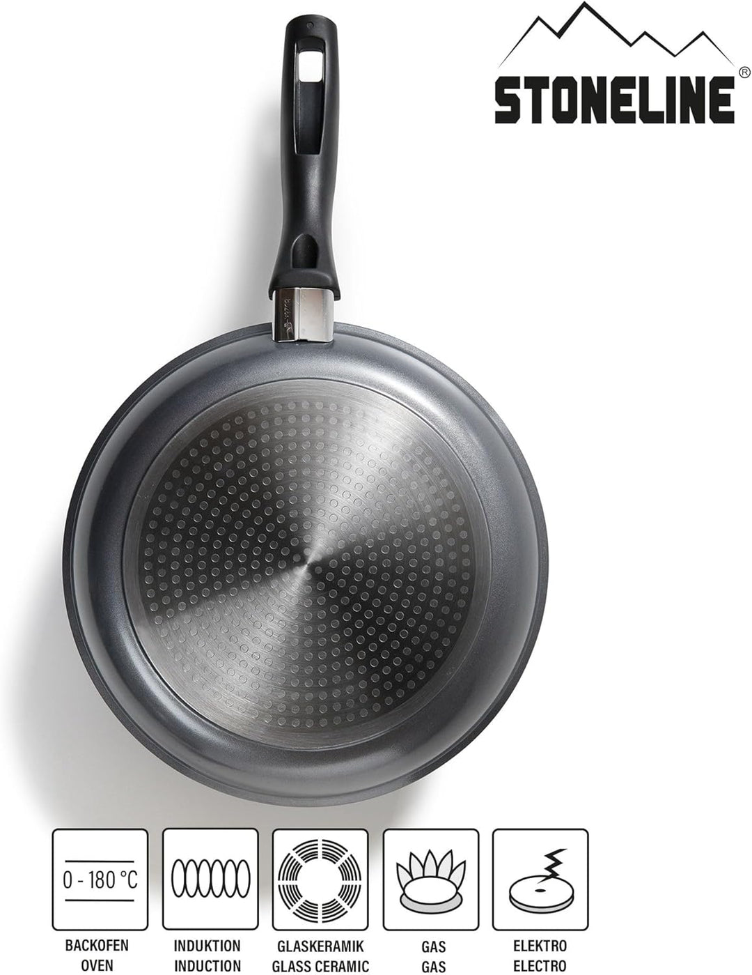 STONELINE Bratpfanne 26 cm, induktionsgeeignet, Aluguss, Antihaftbeschichtung mit echten Steinpartik