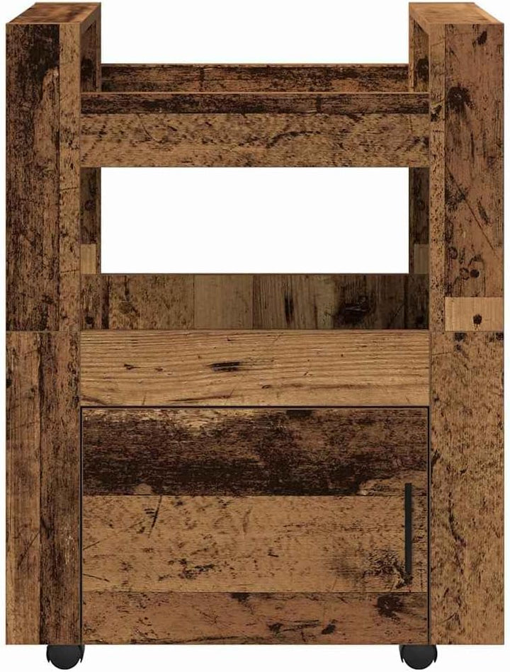 vidaXL Küchentrolley Altholz 60 x 45 x 80 cm Holzwerkstoff, Moderner Küchenwagen, rechteckiger Utili