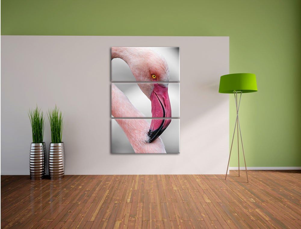 Pixxprint prächtiger Flamingo als Leinwandbild/Grösse: 3 Teilig (120x80) / Wandbild/Kunstdruck/ferti